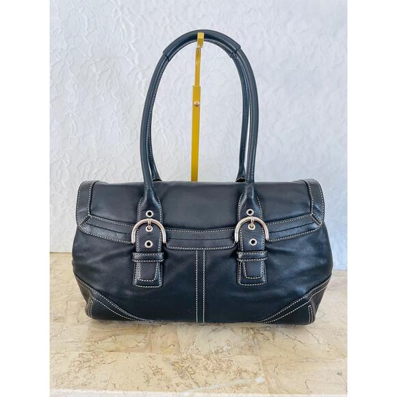Vtg Coach SOHO black Leather satchel Shoulder bag HandBag 9636 - Picture 3 of 11